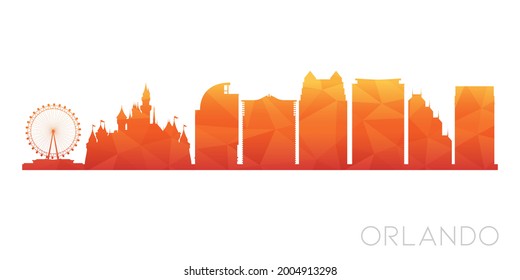 Orlando, FL, USA Low Poly Skyline Clip Art City Design. Geometric Polygon Graphic Horizon Icon. Vector Illustration Symbol.