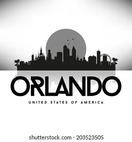 Orlando Florida Black skyline silhouette vector design.