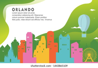 Orlando Florida City Building Landscape Skyline Dynamic Background Illustration