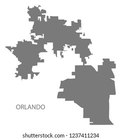 Orlando Florida city map grey illustration silhouette shape