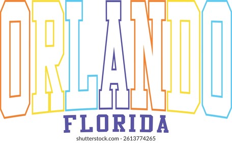 Orlando Florida  Colorful Typography for Tourism and Merchandise
