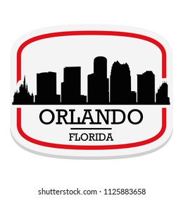Orlando Florida Label Stamp Icon Skyline City Design Tourism.