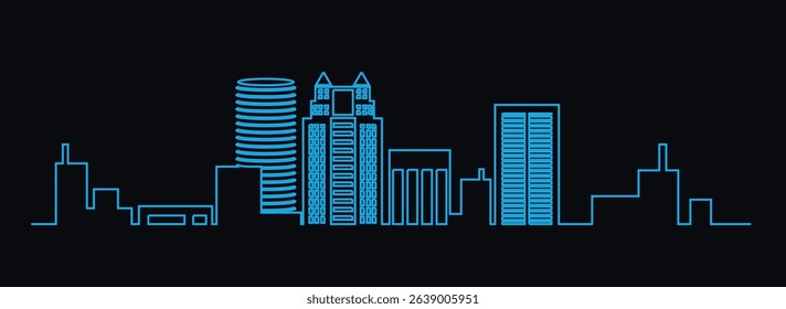 Orlando Florida neon light skyline vector I illustration 