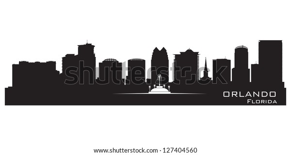 Orlando Florida Skyline Detailed City Silhouette Stock Vector (Royalty ...