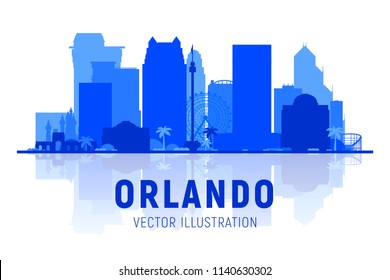 Orlando ( Florida ) skyline with panorama on white background. Vector Illustration. Business travel and tourism concept with modern buildings. Image for presentation, banner, web site.