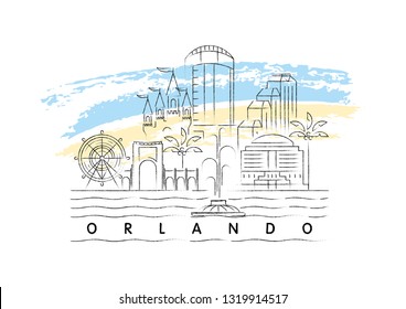 Orlando, Florida skyline vector illustration and typography design 