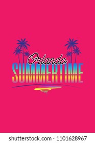 orlando florida summertime beach palm tree colorful distress vacations apparel
