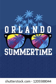 orlando florida summertime palmtree holidays beach colorful poster distressed