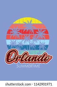 orlando florida summertime retro design palm trees colorful palm trees