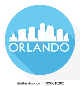 Orlando Florida USA Flat Icon Skyline Silhouette Design City Vector Art Famous Buildings Logo.