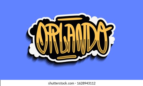 Orlando Florida Usa Hand Lettering Sticker Design.
