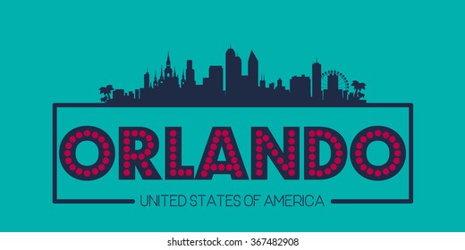 Orlando Florida USA skyline silhouette poster vector design illustration