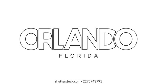 Orlando, Florida, USA typography slogan design. America logo with graphic city lettering for print and web products.