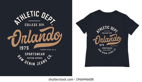 Orlando, Florida. Varsity Style. T Shirt Design. Vector Illustration