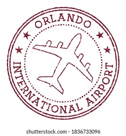 Orlando International Airport stamp. Airport of Orlando round logo. Vector illustration.