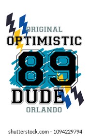 orlando optimistic dude,t-shirt print poster vector illustration