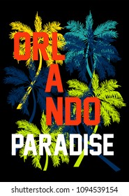 orlando paradise,t-shirt print poster vector illustration