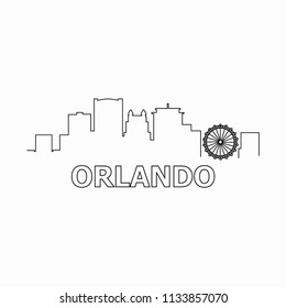 Orlando skyline and landmarks silhouette black vector icon. Orlando panorama. United States of America. USA