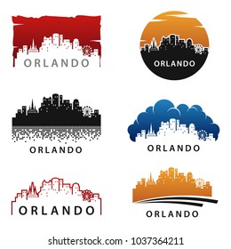 Orlando Skyline Landscape Silhouette Logo Vector