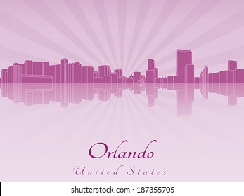 Orlando skyline in purple radiant orchid in editable vector file