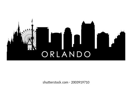 Orlando Skyline Silhouette Black Orlando City Stock Vector (Royalty ...