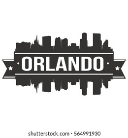 Orlando Skyline Stamp City Silhouette. Reflection Landscape City Design. Vector Cityscape Icon.   