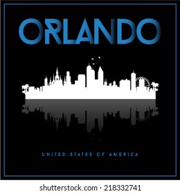 Orlando, USA skyline silhouette vector design on black background.