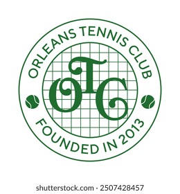 Orleans Tennis Club logo. Vintage print for t-shirt. Trendy Hipster design. Vector illustration