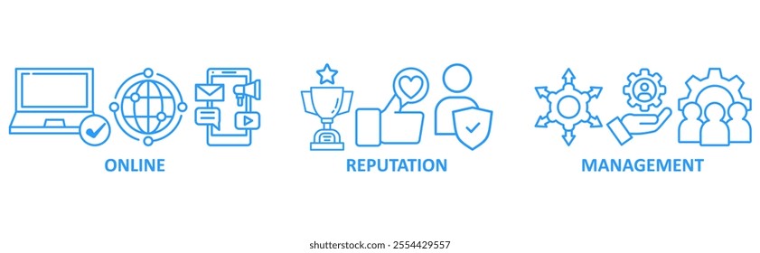 ORM icon set illustration concept with icon of online, reputation, management