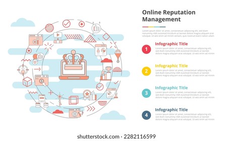 orm online reputation management concept for infographic template banner with four point list information