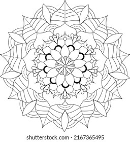 Ornamenter Flower Mandala mit dekorativen Elementen., Vektorgrafik. Farbbuchseite