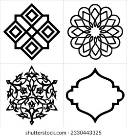 Ornamen religion, shapes islamic, Set of religion ornamen Shape Illustration. Silhouette of Islamic Bagde. Good used for Islamic Design, Label, Sign, Sticker,banner eps