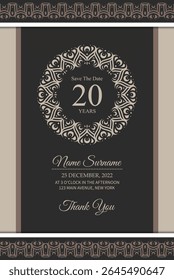 Modelo de Convite de 20 Anos de Ornamento para Ocasião Especial
