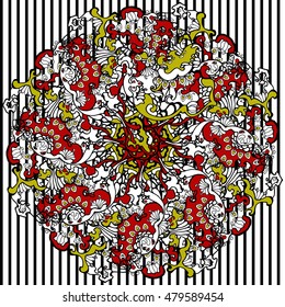 ornament, abstract, oriental, background, vector, pattern, doodle