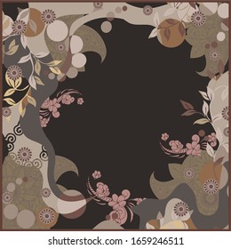 ornament with abstract pattern flowers for scaf design