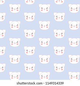 Ornament abstract pattern and white cute cat face white background