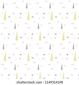Ornament abstract pattern with yellow and gray tree and pink and blue triangle