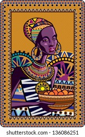 ornament with an African woman in traditional costume