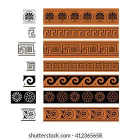 Ornament of ancient Greece. Vector. Brush.