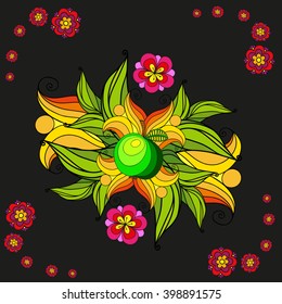 ornament, apple, flowers, postcard