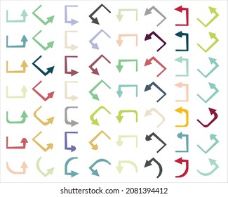 ornament arrow direction sign board hook curved arrow square spin rotate icon reload round on white isolated background