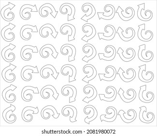 ornament arrow direction sign board hook curved arrow square spin rotate icon reload round on white isolated background