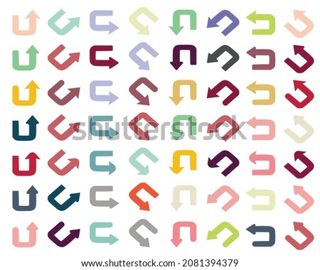ornament arrow direction sign board hook curved arrow square spin rotate icon reload round on white isolated background