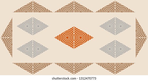 ornament art round triangle in grey brown orange