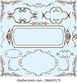 Ornament art set is on blue
