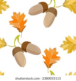 Ornament with autumn motifs. Seamless Pattern. Image on white and colored background. Vector.