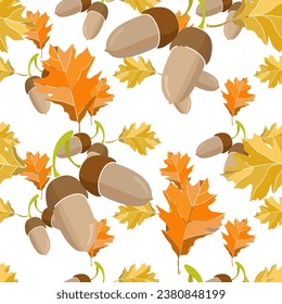 Ornament with autumn motifs. Seamless Pattern. Image on white and colored background. Vector.