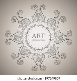 Ornament Background Art, Pattern Lines, Abstract Bird, Frame Cover (Vector Art)