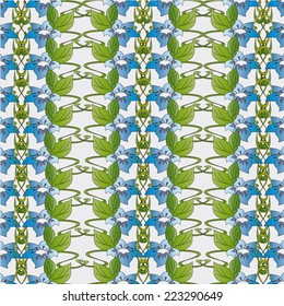 Ornament for the background, composed of natural elements: twisted petals, grass and flowers.
