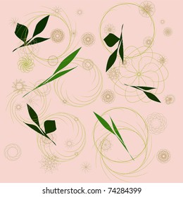 ornament background with green leaves. Vector illustration